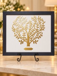Engraved 50th Anniversary Gift Gold Heart Family Tree Plaque